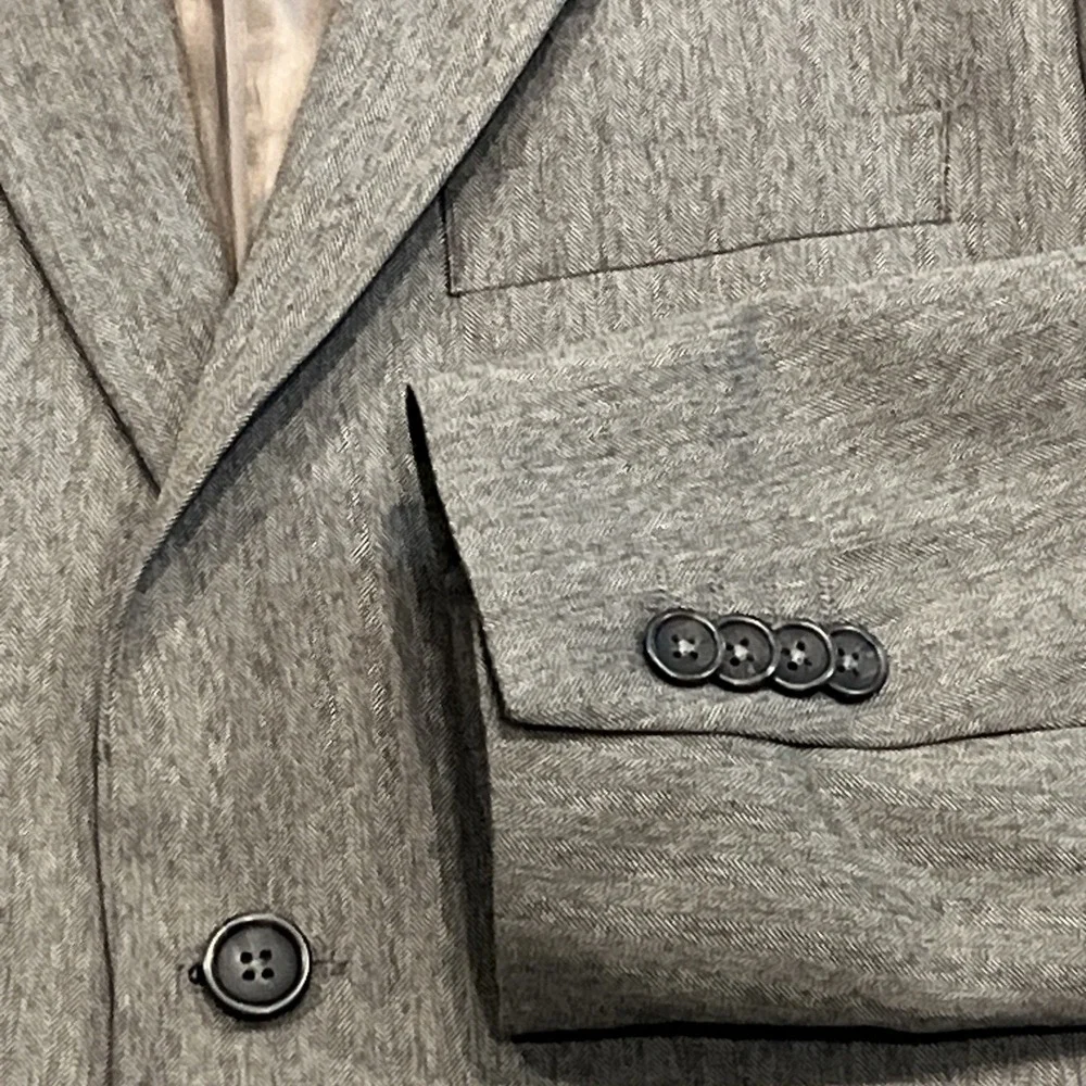 Banana Republic Blazer Mens 38S Gray Tailored Slim Textured Suit Jacket 2 Button